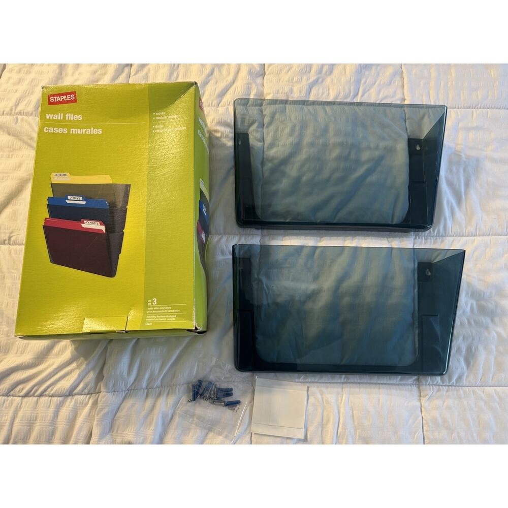 Staples Wall Files Smoke Modular Design Set of 2 Holds Letter Size Folders